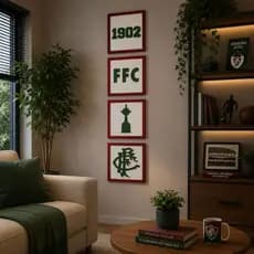 Kit Quadros Fluminense FC Decorativo Futebol Sala Moderna 4 Peças