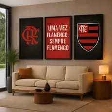 Kit 3 Quadros Decorativos Flamengo para Quarto ou Sala