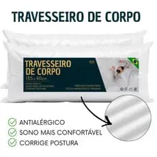 Kit 2 Travesseiro De Corpo Xuxao Gigante 1,35m x 40cm Fibra Premium Siliconada Firme Antialérgico Lavável