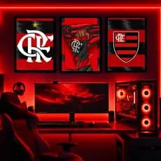 Kit 3 Quadros Decorativos Flamengo para Quarto ou Sala