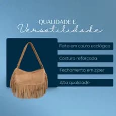 Bolsa Franja de Couro Legítimo Texas Meia Lua Pequena Festa