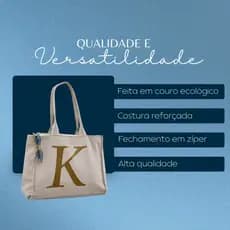 Bolsa de Praia Personalizada com Inicial do Nome | Bolsa Feminina Grande Verão 2026