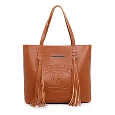 Bolsa Tiracolo Lorena Rodriguez Feminina Em Couro Sintético Caramelo Com Necessaire Liso Níquel