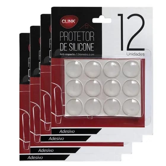 Adesivo Silicone Protetor Anti Impacto Redondo 20 Unidades Clink/Adesivo Protetor Anti Impacto Bater Maçaneta Porta