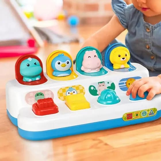 Brinquedo Infantil Esconde Bichos Veículos Bebê Educativo Pop Up Sensorial Criança Didático