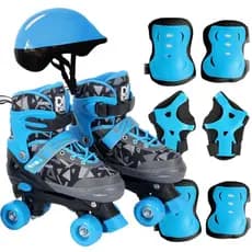 Patins Roller Ajustável Quad 4 Rodas Infantil Kit Proteção