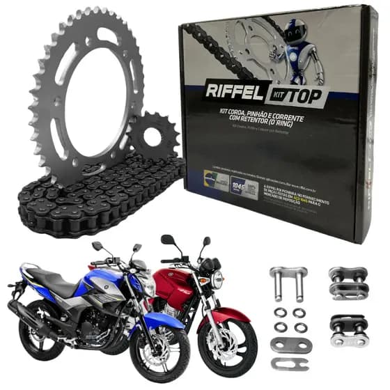 Kit Relação Transmissão Fazer250 05/17 Com Retentor Riffel 2005 2006 2007 2008 2009 2010 2011 à 2017