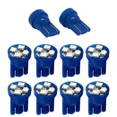Kit 10 Lampada Led Pingo T10 da Priparts Azul para farol placa e interna