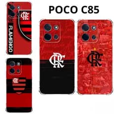 POCO C85 Compatível Capa Mengão Rubro Negro Capinha Case TPU Inspirada Flamengo