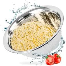 Escorredor de Arroz Legumes Macarrão Em Aço Inox Durável 24cm