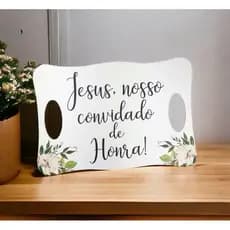 Placa Casamento Entrada dos Noivos Pajem Suporte Jesus Nosso Convidado de Honra Placas Personalizada