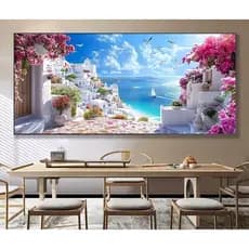 Quadro decorativo paisagem italiana 1 peça 100x80 grande elegante moderna luxuosa decoração de parade para sala quarto