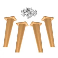 Kit 4 Pés Palitos De Plástico 20cm PVC Com Parafusos P/ Moveis Centro Criados Cor Caramelo