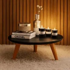 Mesa De Centro Redonda Decorativa Com Pés PVC Caramelo Retro Decoração Sala Moderna
