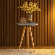 Mesa Retrô Para Apoio Canto De Sofá Redonda Com Pés Palito 62cm Quarto Decoração