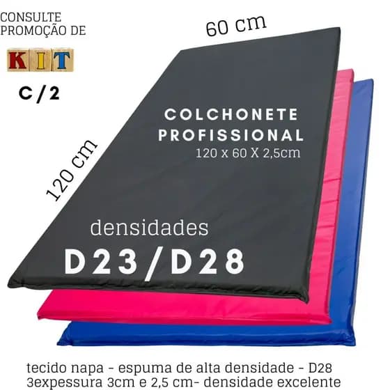 colchonete profissional 120x60x3(2,5 e 4,00 cm)academia exercícios físicos/creches/yoga/fisioterapia