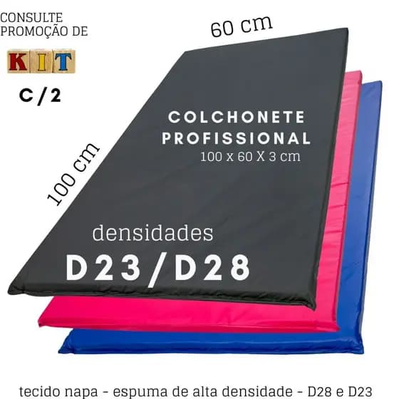 colchonete 100x60x3/100X60X2,5 (CM) cm academia, exercícios físicos profissional kit c/2. DESCONTO.