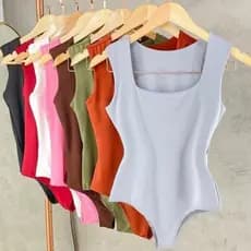 Body feminino decote quadrado poliamida modelador confortável Regata alça grossa Collant