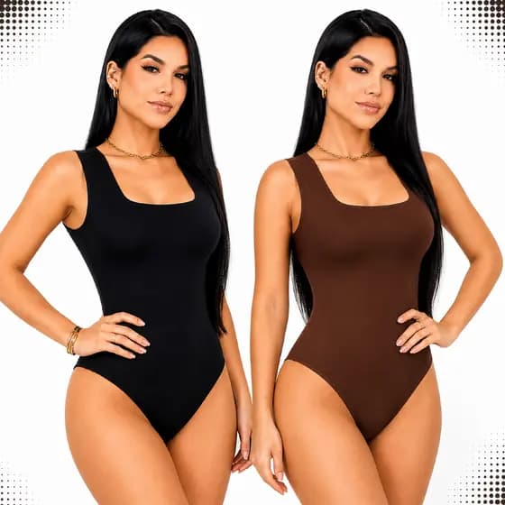 Body Feminino Decote Quadrado Sem Manga Alça Larga Forro Duplo Suplex Blusa