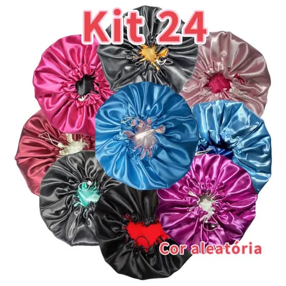 Atacado- Kit 12/24/36 UNI  (Duzia) Toucas De Cetim Antifrizz Dupla Face Para Revenda