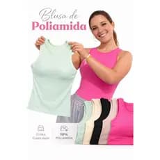 Blusa Regata Malha de Poliamida de Alça Ajuste Perfeito Moda Bloqueira Verão