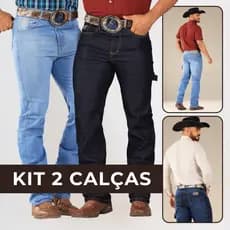 Kit 2 Calças Jeans Masculina Country Rodeio Carpinteira Premium com Elastano e Tecido Grosso