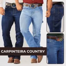 Calça Jeans Carpinteira Masculino Country Premium Rodeio com Elastano Texas Resistente Boiadeiro