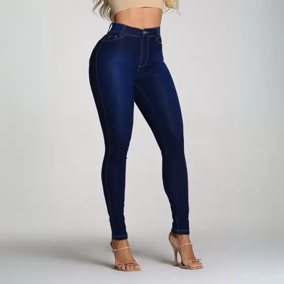Calça Jeans Skinny Feminina Cintura Alta Confortável para Trabalho e Uso Diário com Lycra Modeladora