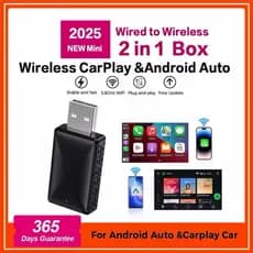 Adaptador Wireless Bluetooth CarPlay & Android Auto 2 em 1 – Conexão Sem Fio via Wi-Fi para Centrais Multimídia