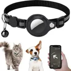 Coleira Para Pets Gato e cachorro Nylon Refletiva P/ Rastreador Airtag Guizo