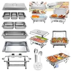 Rechaud Rechaud Inox 12 Litros Retangular 1 2 3 Divisoes Banho Maria Mantem Sabor Para Buffet Festas