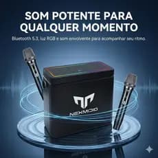NEXMIDIO-T01 Caixa de Som Bluetooth Potente com Luzes RGB e Entradas Múltiplas