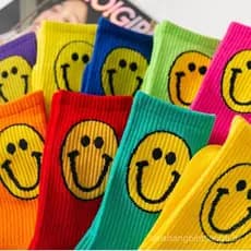 Meias Jacquard Sorriso Feminino Japonesas Cor De Cartoon De Algodão Masculino