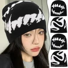 Chapéu De Malha Y2K Coreano-Personalidade , Legal-Gorro De Cabeça De Bolsa-Boné Hip-hop Engraçado Americano-Para Homens
