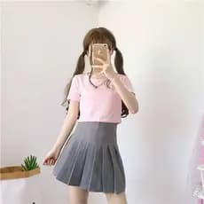 Saia plissada feminina estudante saia curta versão coreana saia de cintura alta feminina outono inverno saia meia saia P