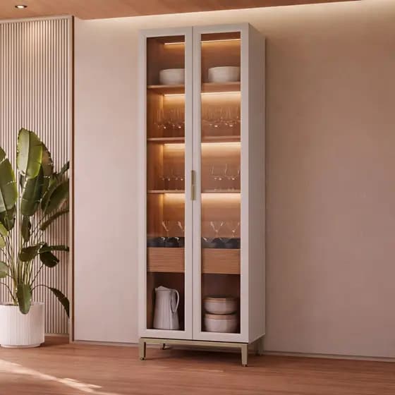 Cristaleira com LED 2 Portas Allure Linea Brasil 70cm 100% MDF