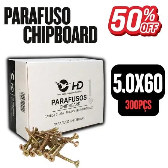 TOP Parafuso Chipboard 5,0x60 HD Caixa 300 Und