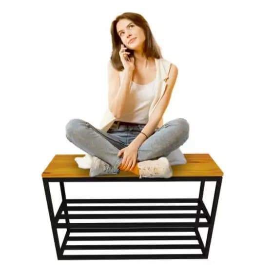 Banco Sapateira 90cm Estilo Industrial Reforçado