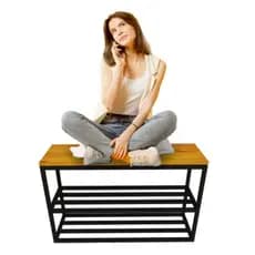 Banco Sapateira 90cm Estilo Industrial Reforçado
