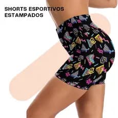 Liouty Shorts Fitness Feminino Preto com Estampa Grafite e Secagem Rápida (DK03)