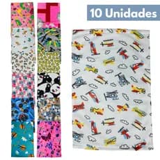 Kit 10 Toalhas Lavabo Escolar Infantil Boca e Mão Desenhos 28x45