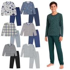 Kit 4 Pijamas Longo Juvenil Masculino Manga Comprida Estampa Sortida 10 ao 16