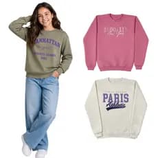 Kit 2 Moletons Menina Premium Grosso e Peluciado Juvenil Estampado 10 ao 16