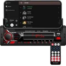 Rádio MP3 Player Som Automotivo Bluetooth Universal Suporte para Celular USB SD First Option 3011F