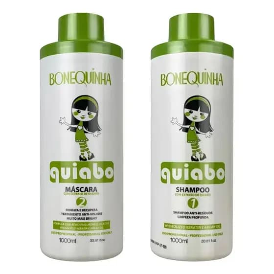 Kit Escova Progressiva Bonequinha Quiabo Shampoo E Máscara 1l