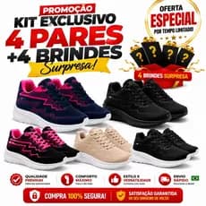 Kit 4 Pares Tênis Esportivos Feminino para Academia e  Corrida  Lazer 34 AO 39 envio imediato rapido