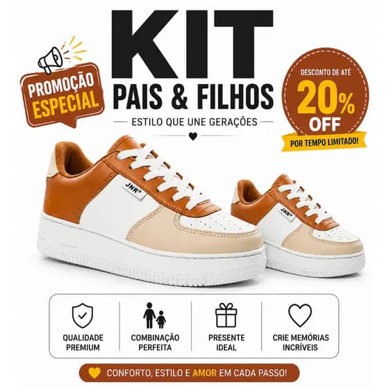 Kit Pais e Filhos - Tênis Masculino e Feminino Confortáveis - Estilo Bem-Estar para Todos - 26 ao 43