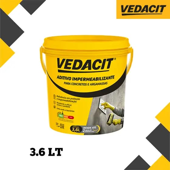 Aditivo Impermeabilizante Vedacit 3,6L Proteção Profissional Contra Infiltrações e Umidade