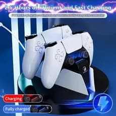 Base Carregadora Dupla para Controle PS5 DualSense LED Rápido Dock Station