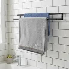 Porta Toalhas Toalheiro Duplo Parede Preto Fosco 45cm